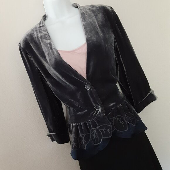 WRAP: Gray Velvet Top-Jacket * Satin-Lined * Soft * 10-12 * Elevate Your Style * - Picture 4 of 9